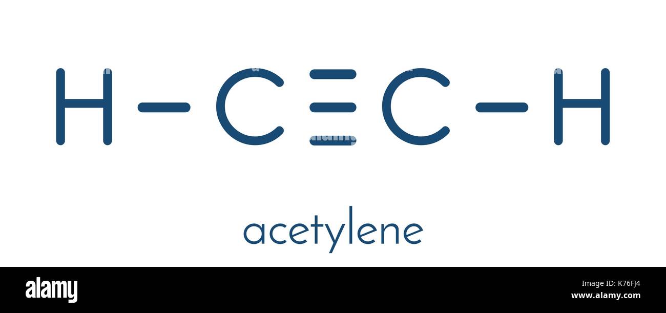 Acetylen (ethyne) Molekül. In oxy-acetylen Schweißen. Skelettmuskulatur Formel. Stock Vektor