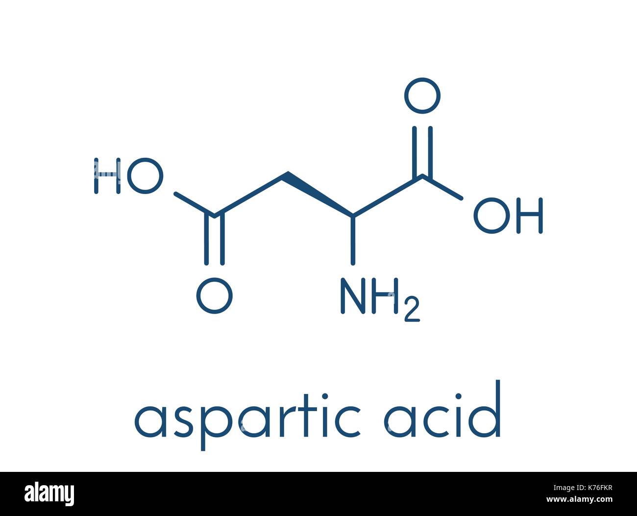 Asparaginsäure (L-Asparaginsäure, Asp, D) Aminosäure Molekül. Skelettmuskulatur Formel. Stock Vektor