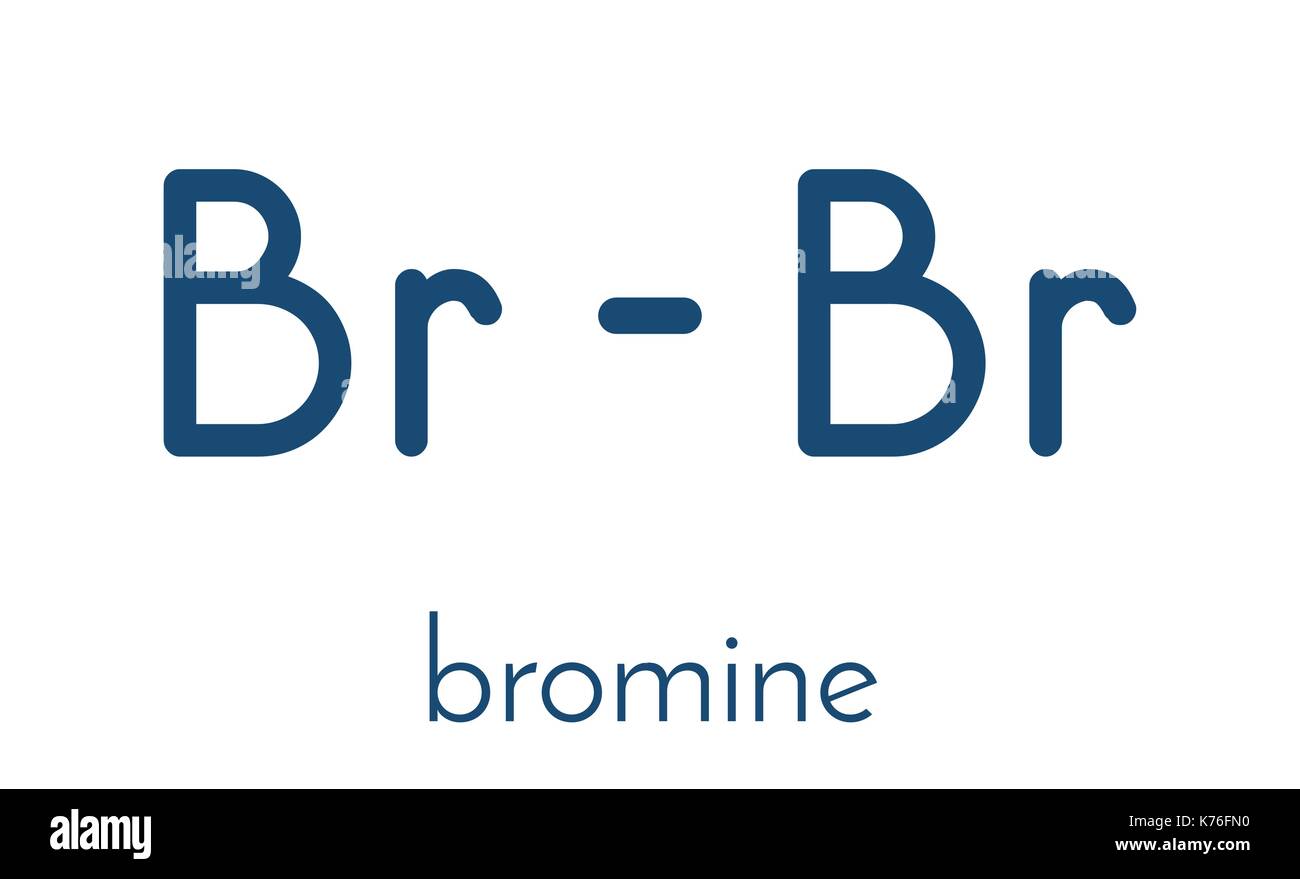 Elementares Brom (Br2) Molekül. Skelettmuskulatur Formel. Stock Vektor