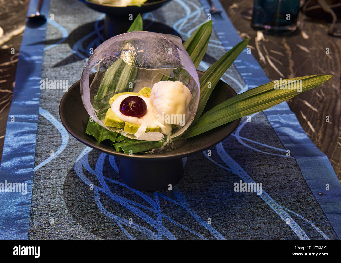 Molekulare pisang ijo Bananen Dessert, Bangkok, Thailand Stockfoto