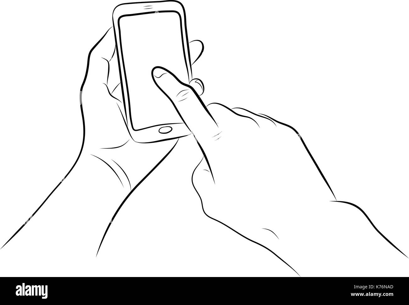 Hand, berühren Sie die Taste Startseite auf Smart Phone Stock Vektor
