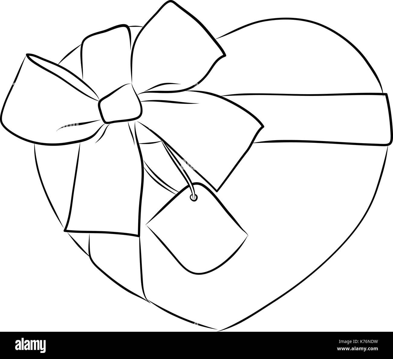 Zeichnung Herz mit großer Schleife und Tag Stock Vektor