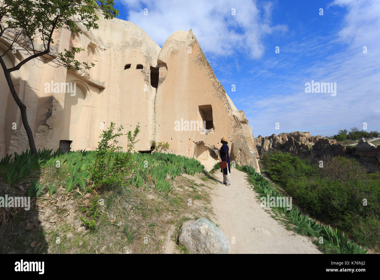 Horizontale Schoß der Frau in der Höhle Kirche in Kappadokien llooking Stockfoto