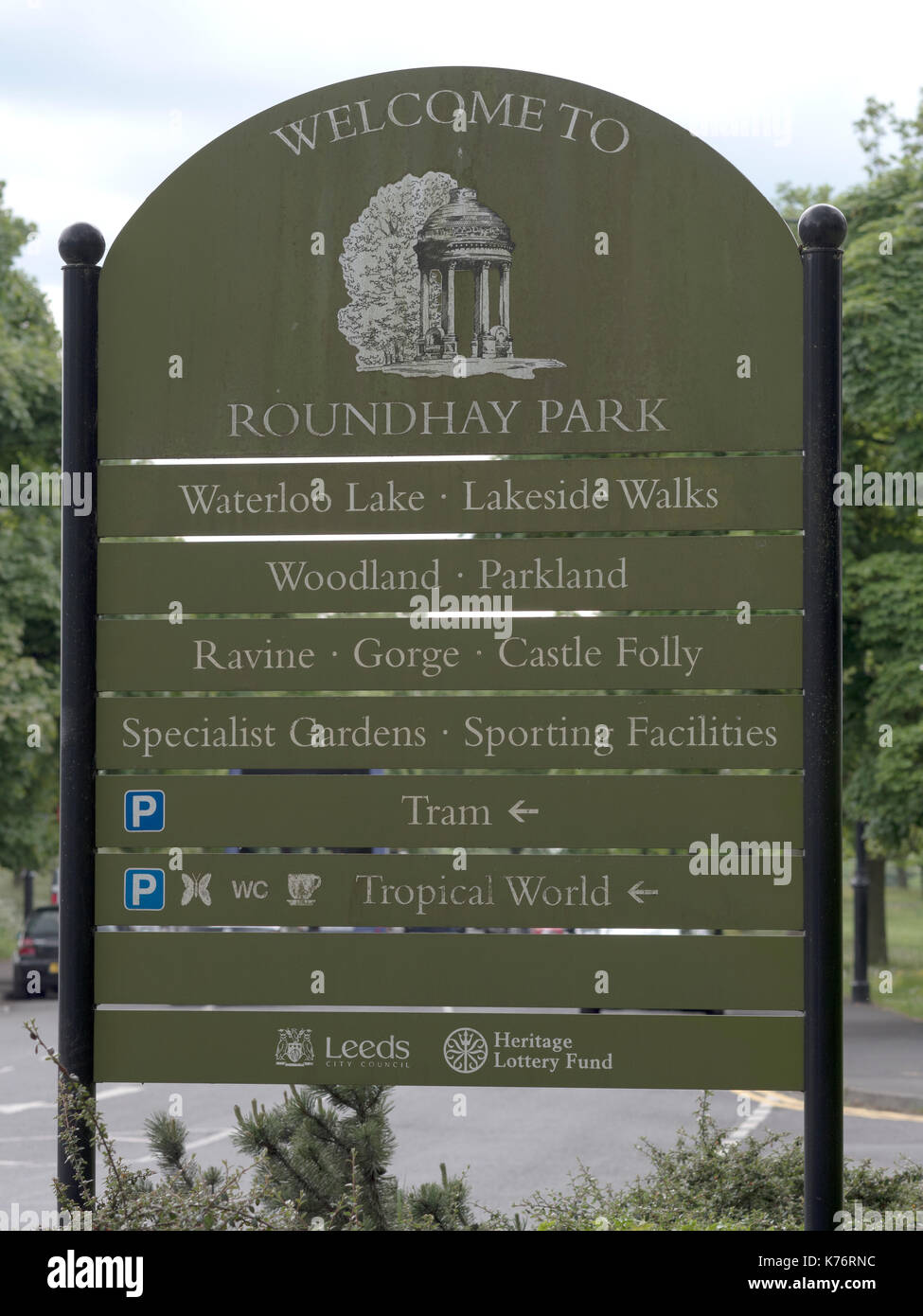 Willkommen bei Roundhay Park, Leeds, Yorkshire, England, UK zu unterzeichnen Stockfoto