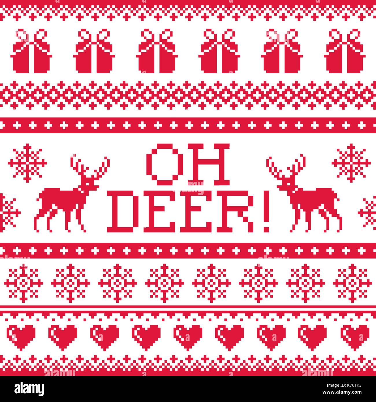 Oh deer rot Muster, Weihnachten nahtloses Design, Winter Hintergrund Stock Vektor