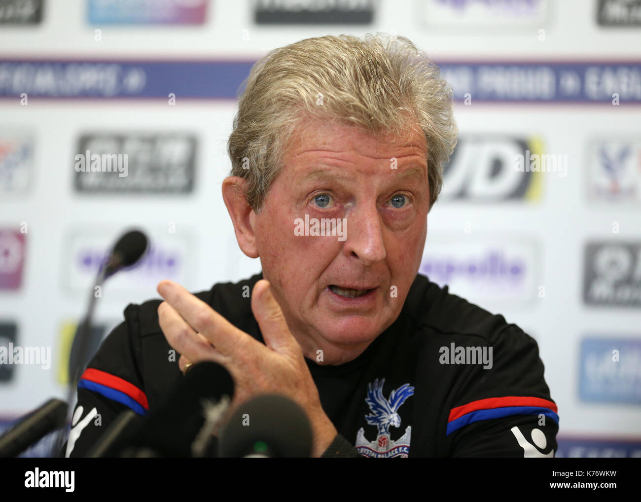 Neue Crystal Palace Manager Roy Hodgson während einer Pressekonferenz auf der Ziele Soccer Center, Beckenham. Stockfoto