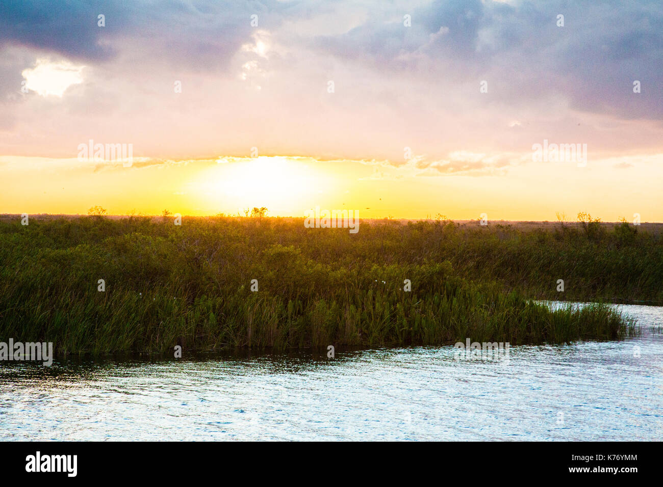 Everglades Nationalpark Sonnenuntergang See Reflexionen Stockfoto