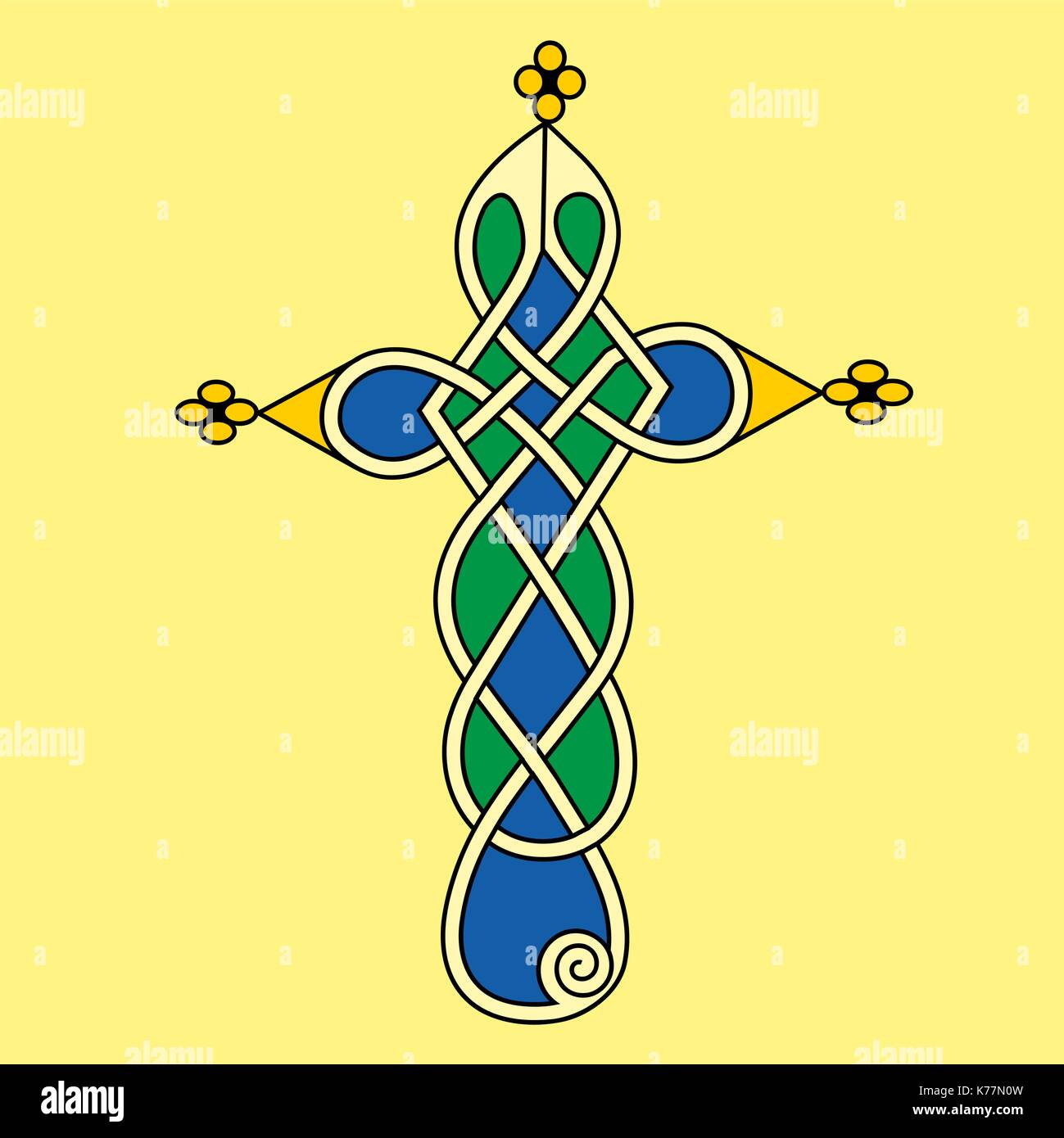Dekorative Kreuz im keltischen Stil in geometrische Form wie eine Zeichnung in den antiken mittelalterlichen Bilderhandschrift Stock Vektor