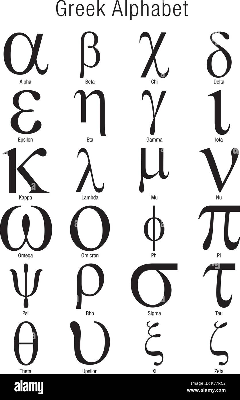 Satz von griechischen Buchstaben auf weißem Hintergrund Stock-Vektorgrafik  - Alamy