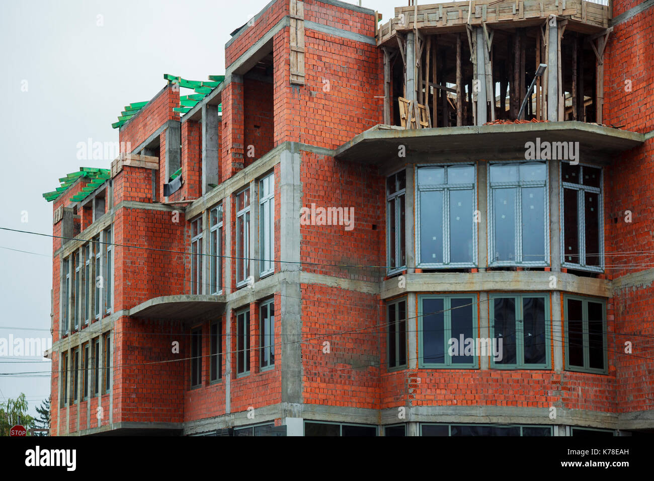 Single-family brick House im Bau Gebäude a brick House Stockfoto