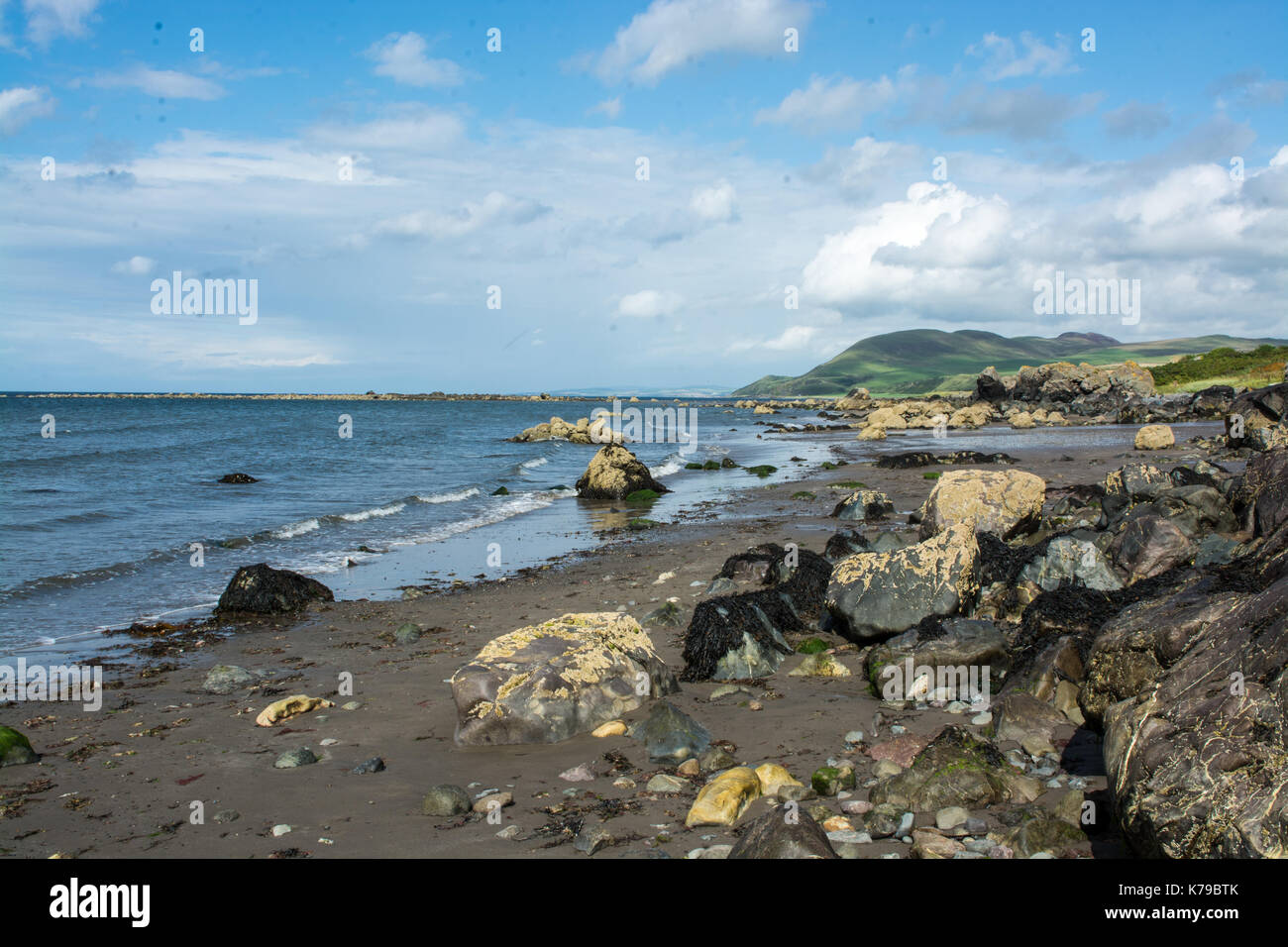 Seascape Blick über den Strand und das Meer in der Nähe von lendalfoot Girvan, Schottland Stockfoto