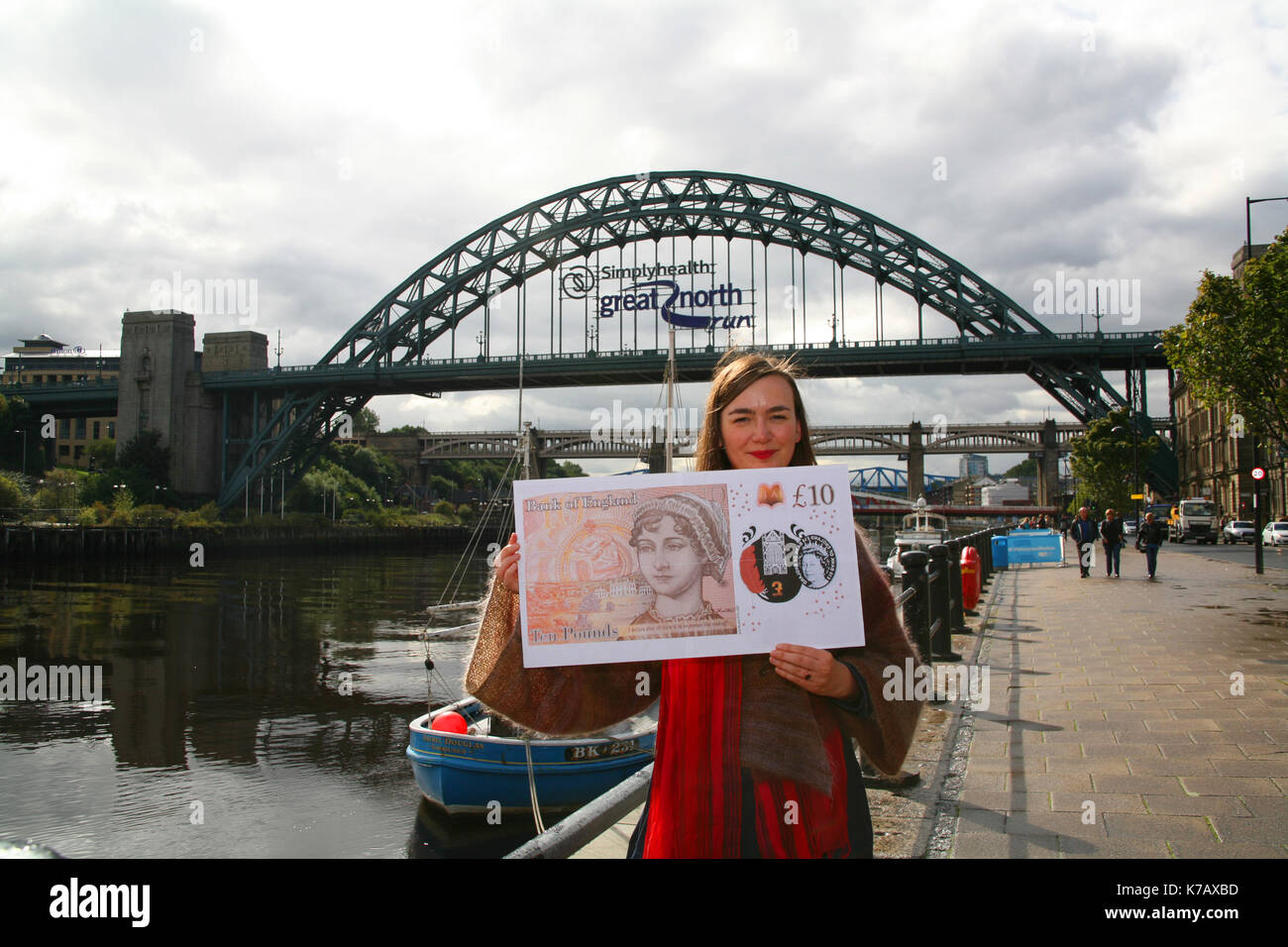 Jane Austen Neue zehn Pfund in Großbritannien, Newcastle upon Tyne gestartet. Stockfoto