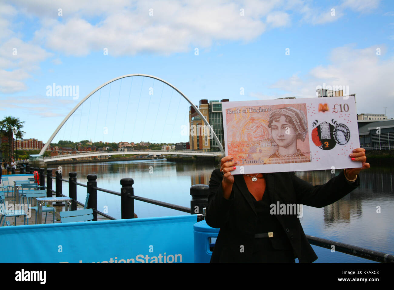 Jane Austen Neue zehn Pfund in Großbritannien, Newcastle upon Tyne gestartet. Stockfoto