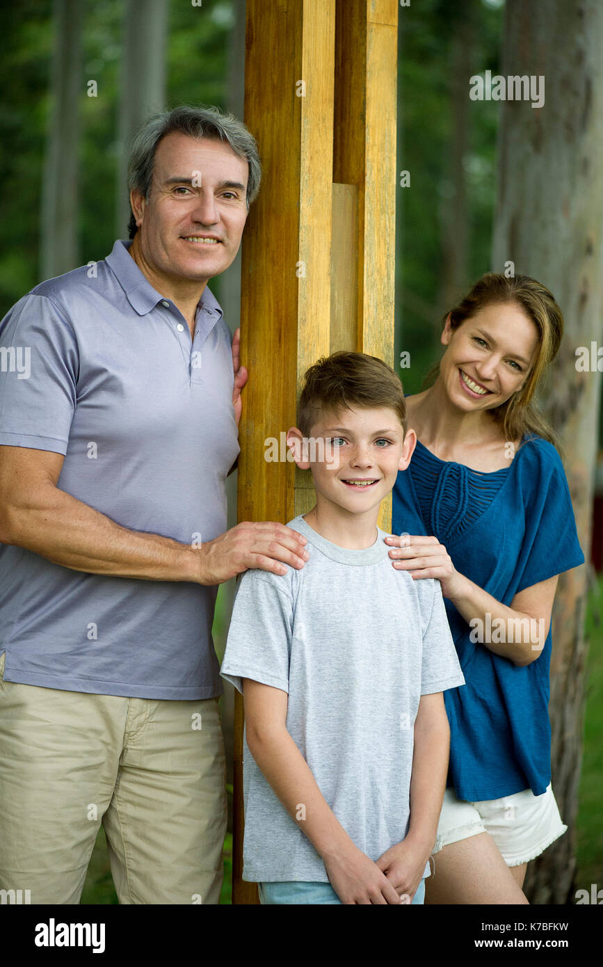 Familie mit einem Kind, Portrait Stockfoto