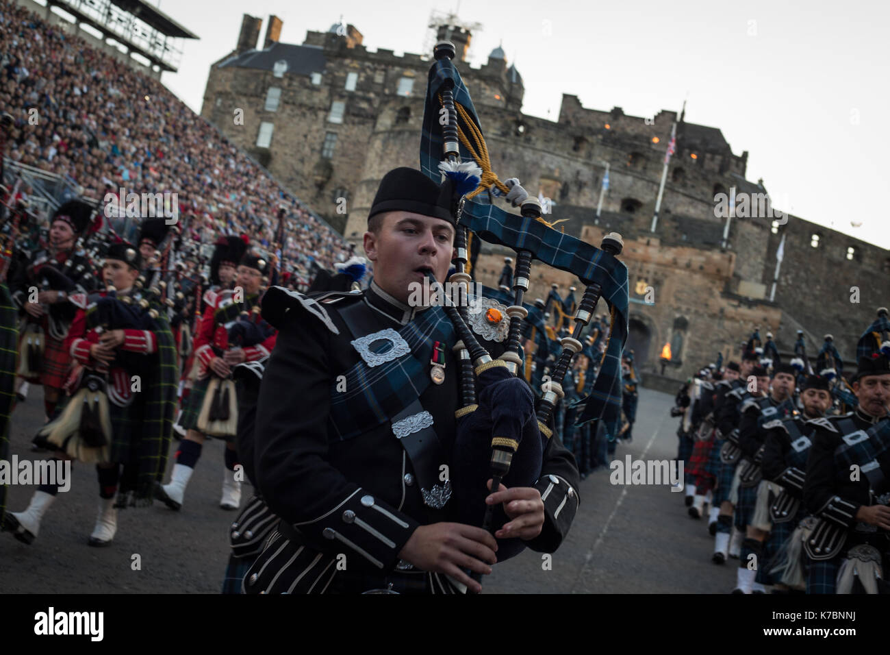 Edinburgh Royal Tattoo vor der Burg von Edinburgh, Edinburgh, Schottland, am 15. September 2017. Stockfoto