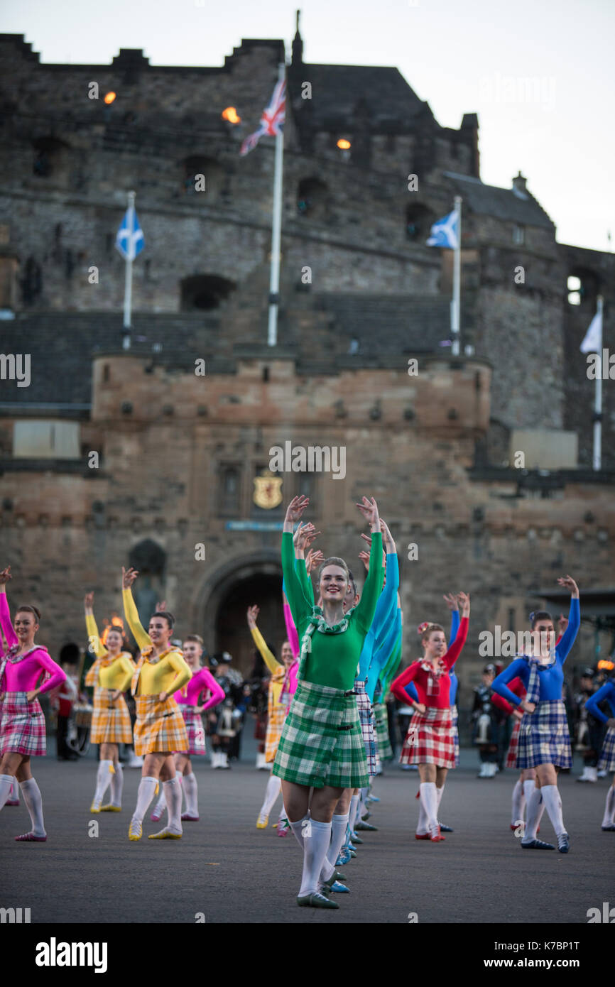 Edinburgh Royal Tattoo vor der Burg von Edinburgh, Edinburgh, Schottland, am 15. September 2017. Stockfoto