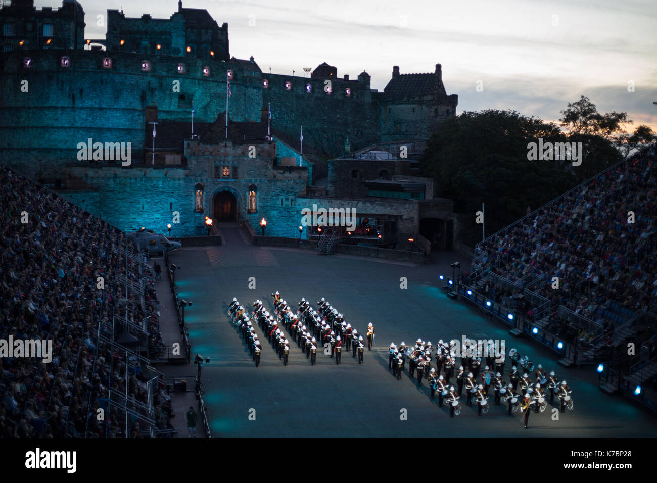 Edinburgh Royal Tattoo vor der Burg von Edinburgh, Edinburgh, Schottland, am 15. September 2017. Stockfoto