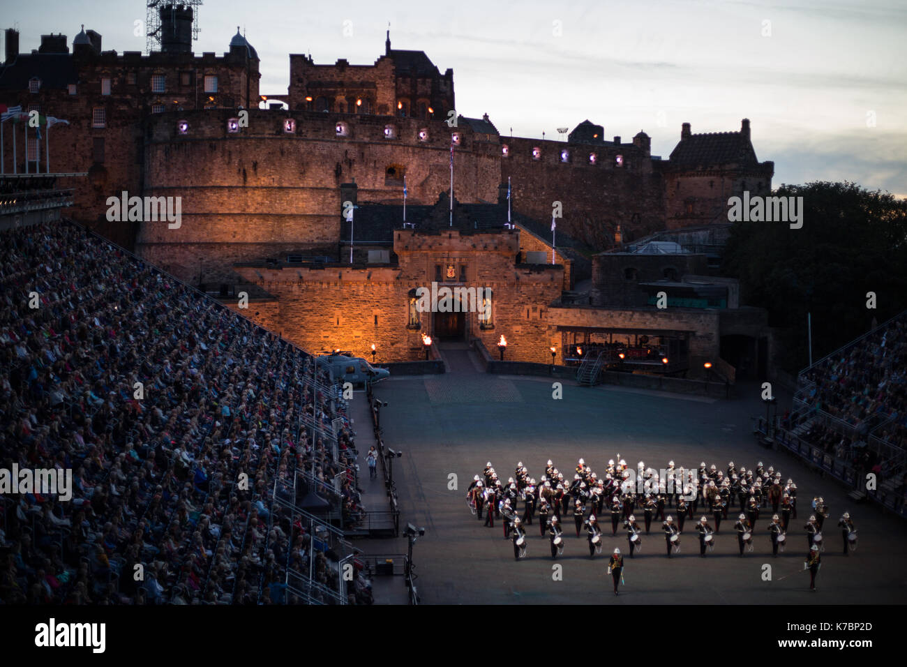Edinburgh Royal Tattoo vor der Burg von Edinburgh, Edinburgh, Schottland, am 15. September 2017. Stockfoto