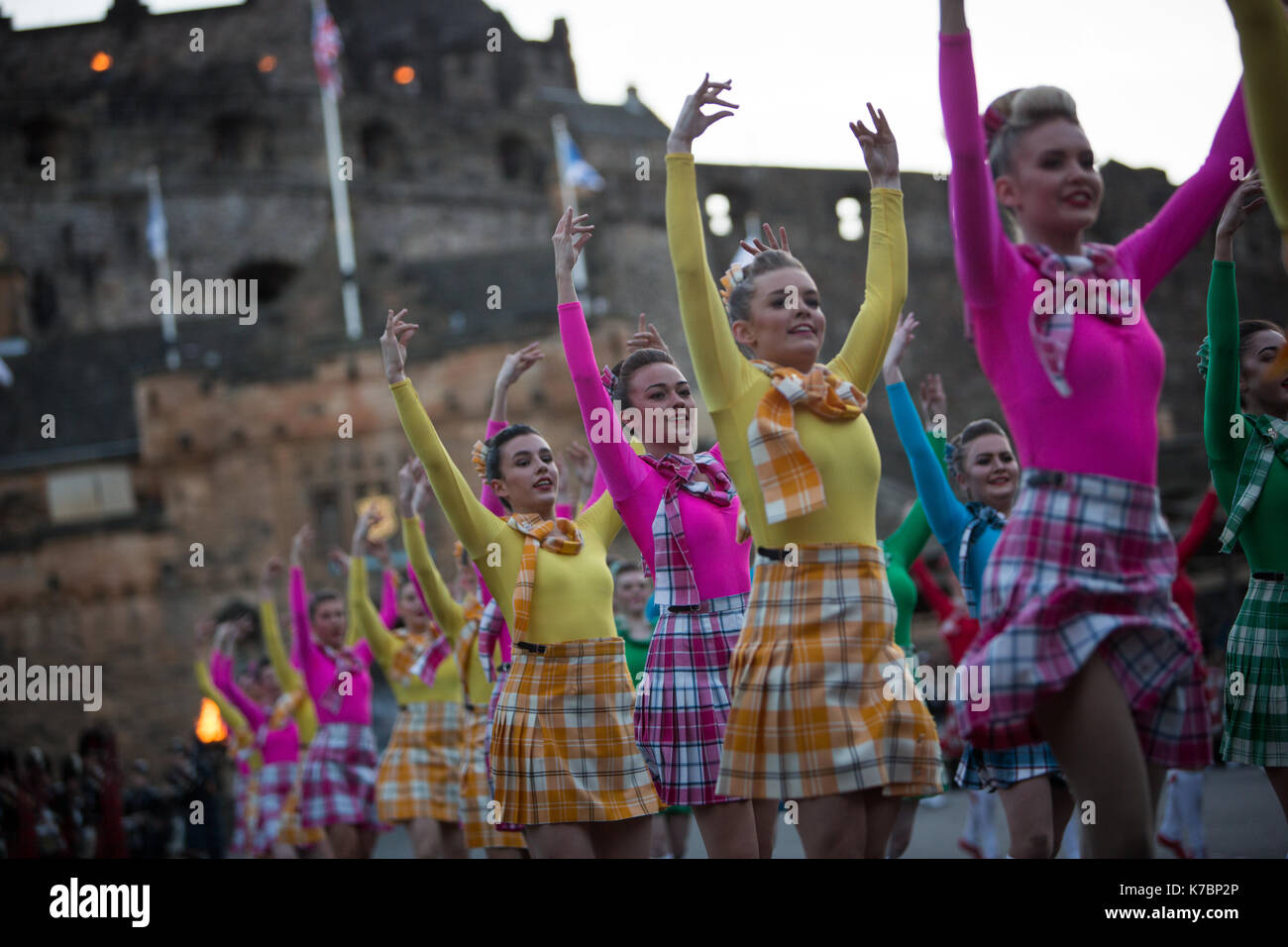 Edinburgh Royal Tattoo vor der Burg von Edinburgh, Edinburgh, Schottland, am 15. September 2017. Stockfoto