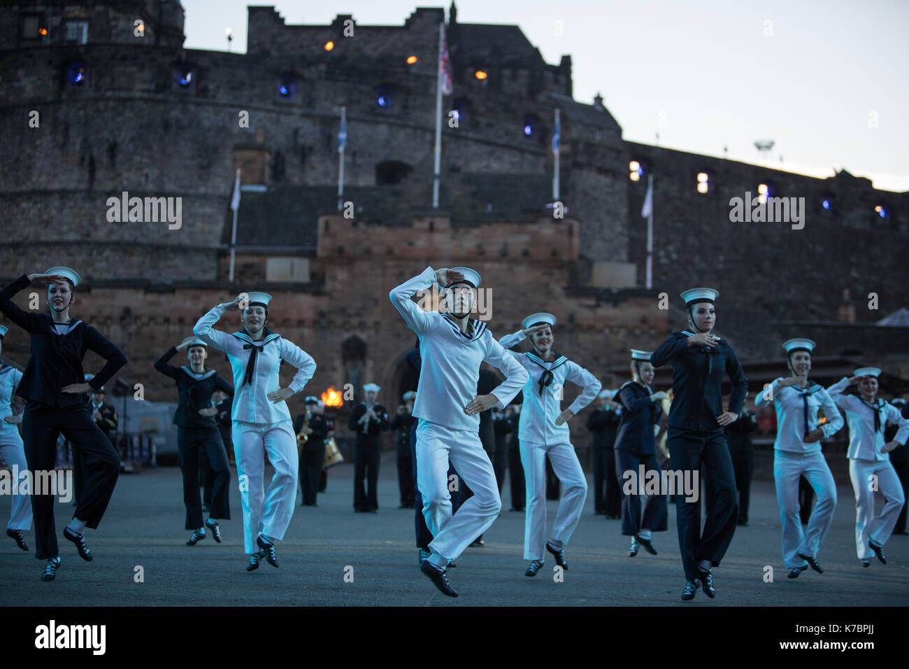 Edinburgh Royal Tattoo vor der Burg von Edinburgh, Edinburgh, Schottland, am 15. September 2017. Stockfoto