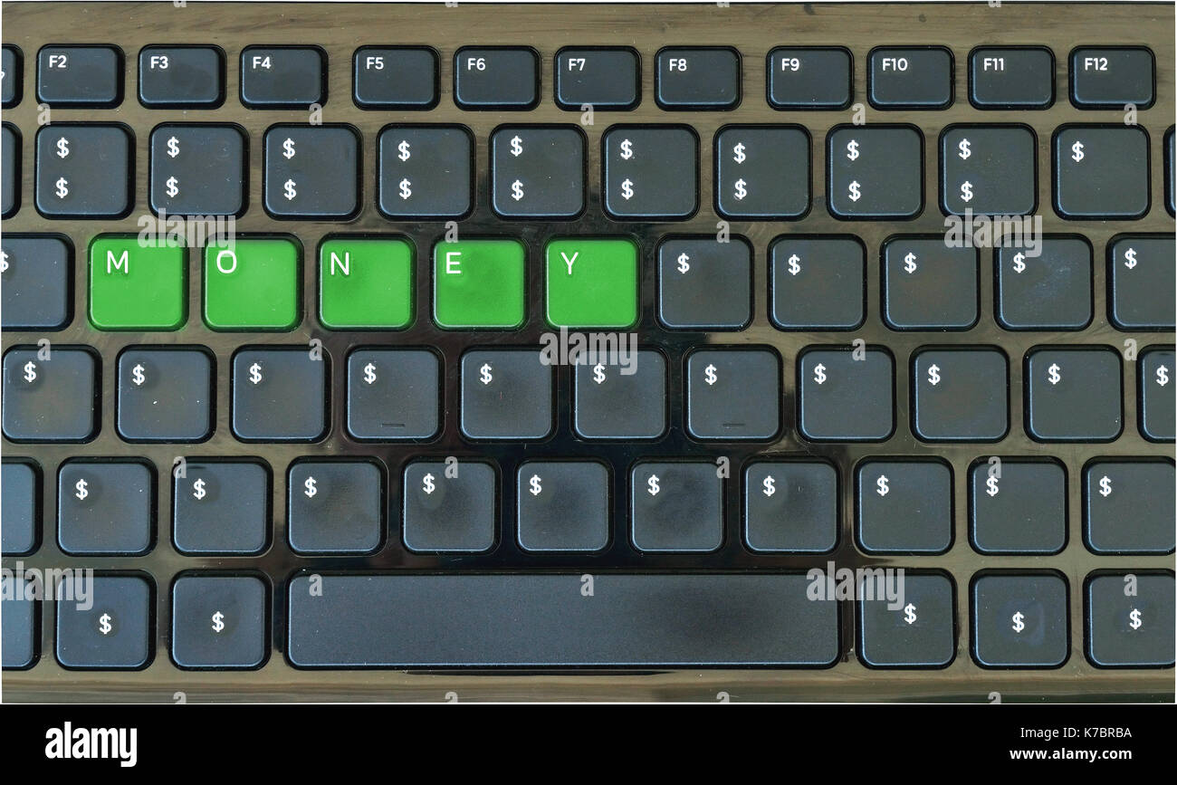 Computer Tastatur mit Dollar Symbol und bin nur oney' Buchstaben  Stockfotografie - Alamy