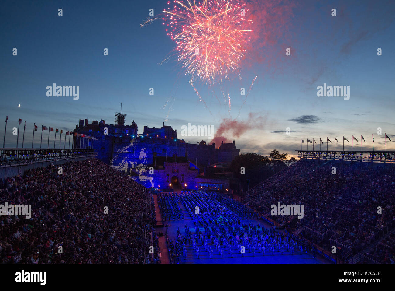 Edinburgh Royal Tattoo vor der Burg von Edinburgh, Edinburgh, Schottland, am 15. September 2017. Stockfoto