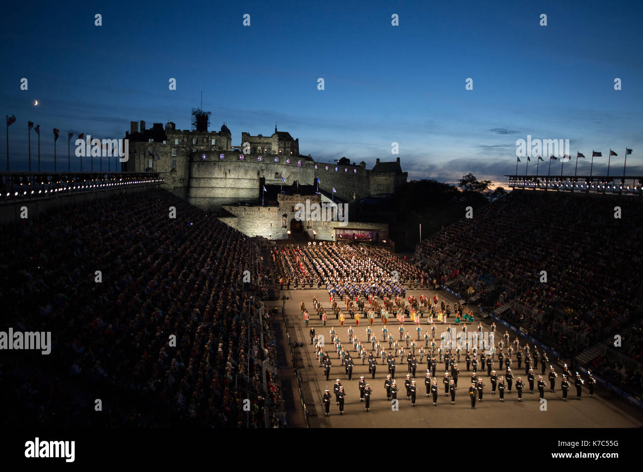 Edinburgh Royal Tattoo vor der Burg von Edinburgh, Edinburgh, Schottland, am 15. September 2017. Stockfoto