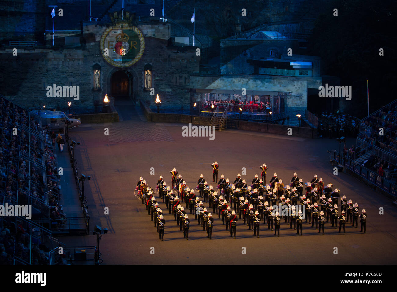 Edinburgh Royal Tattoo vor der Burg von Edinburgh, Edinburgh, Schottland, am 15. September 2017. Stockfoto