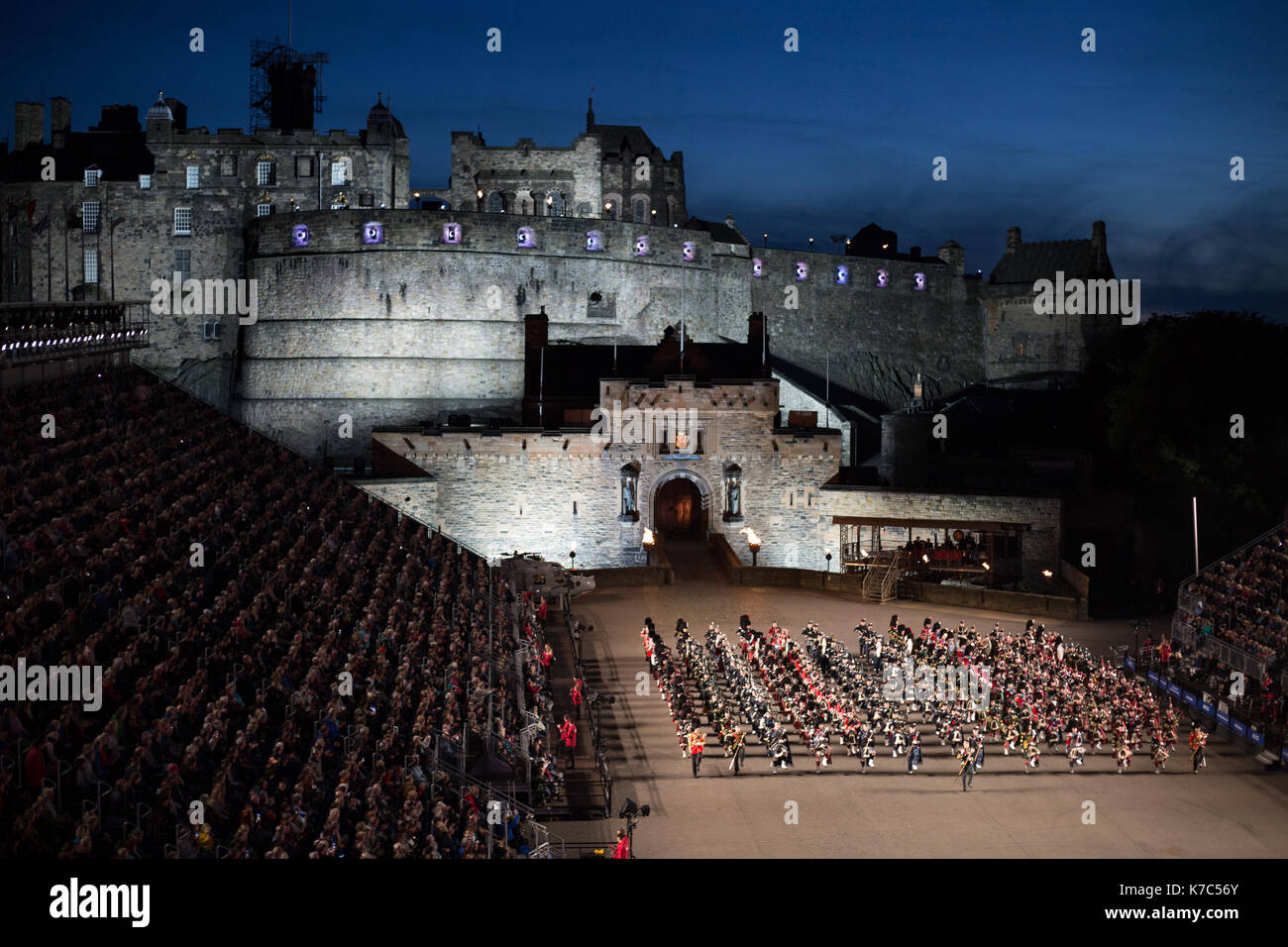 Edinburgh Royal Tattoo vor der Burg von Edinburgh, Edinburgh, Schottland, am 15. September 2017. Stockfoto