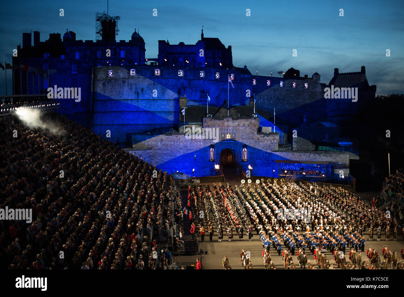 Edinburgh Royal Tattoo vor der Burg von Edinburgh, Edinburgh, Schottland, am 15. September 2017. Stockfoto