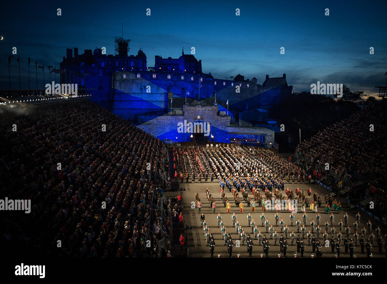 Edinburgh Royal Tattoo vor der Burg von Edinburgh, Edinburgh, Schottland, am 15. September 2017. Stockfoto