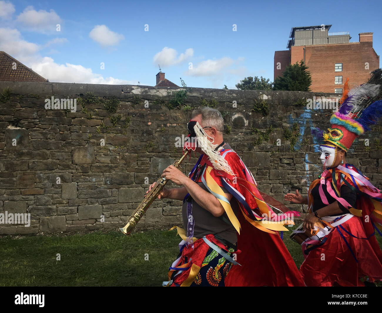 Musiker in Bute Stadt in Cardiff in Wales, der am 15. September 2017. Stockfoto