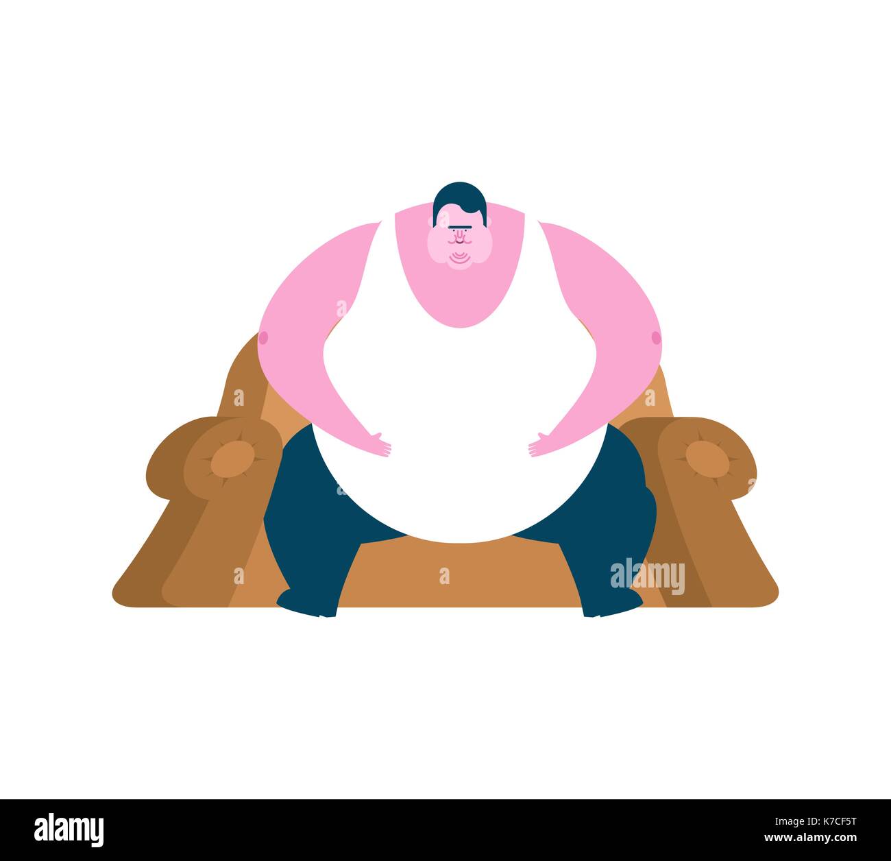 Fette Kerl sitzt auf einen Stuhl. Schlemmer dicken Mann. fatso Vector Illustration Stock Vektor