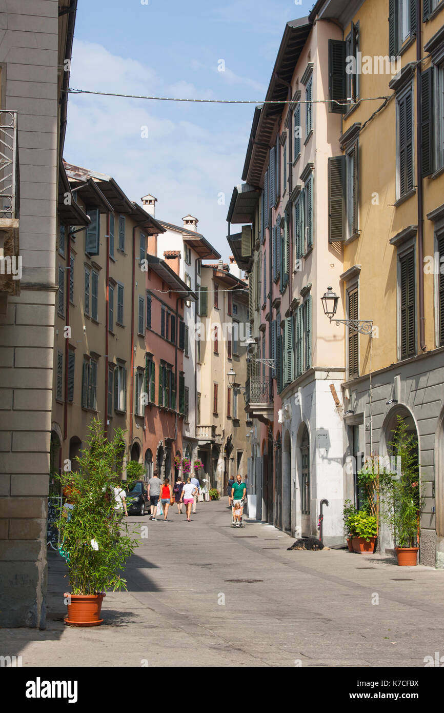 Bergamo, einer der schönen Stadt in Italien. Das alte Viertel namens Pignolo in der unteren Stadt Stockfoto