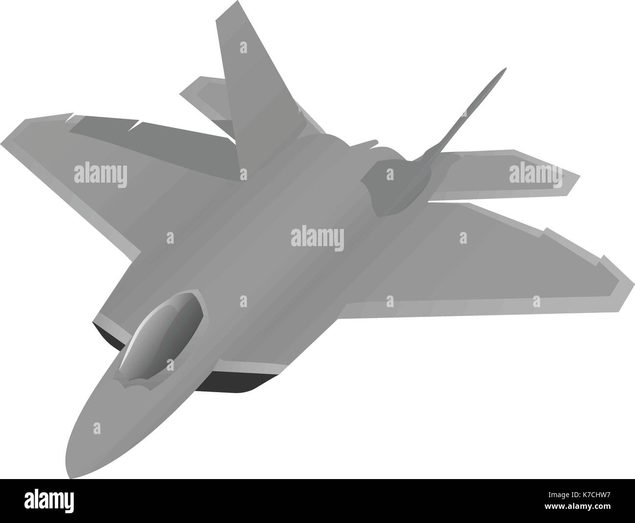 Moderne militärische Advanced fighter Jet fliegen hoch, Vector Illustration, einfache saubere Grafik, glatte Farbverläufe, scharfe Flugzeug, isoliert Stock Vektor