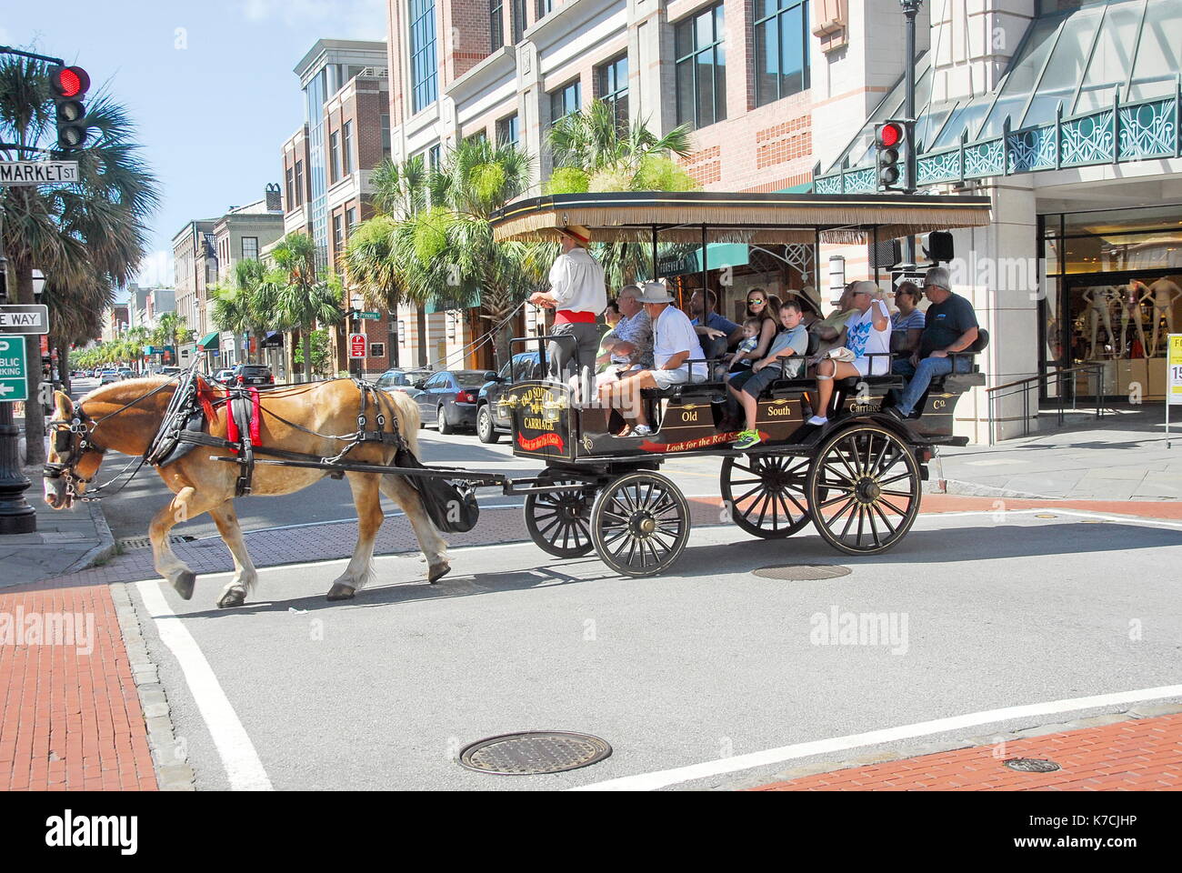 Kutschfahrten durch die historischen Viertel von Charleston in Charleston, South Carolina Stockfoto