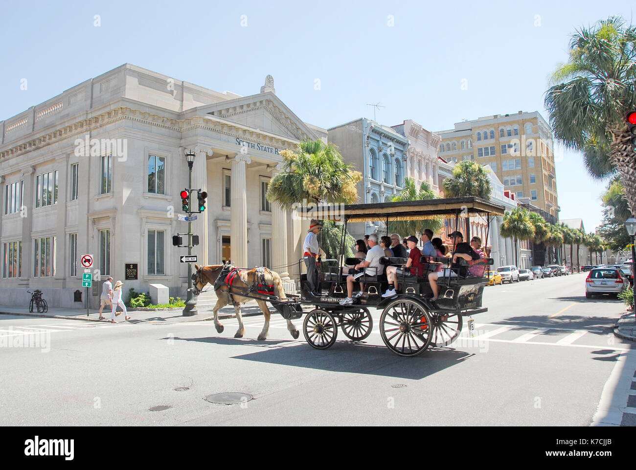 Kutschfahrten durch die historischen Viertel von Charleston in Charleston, South Carolina Stockfoto