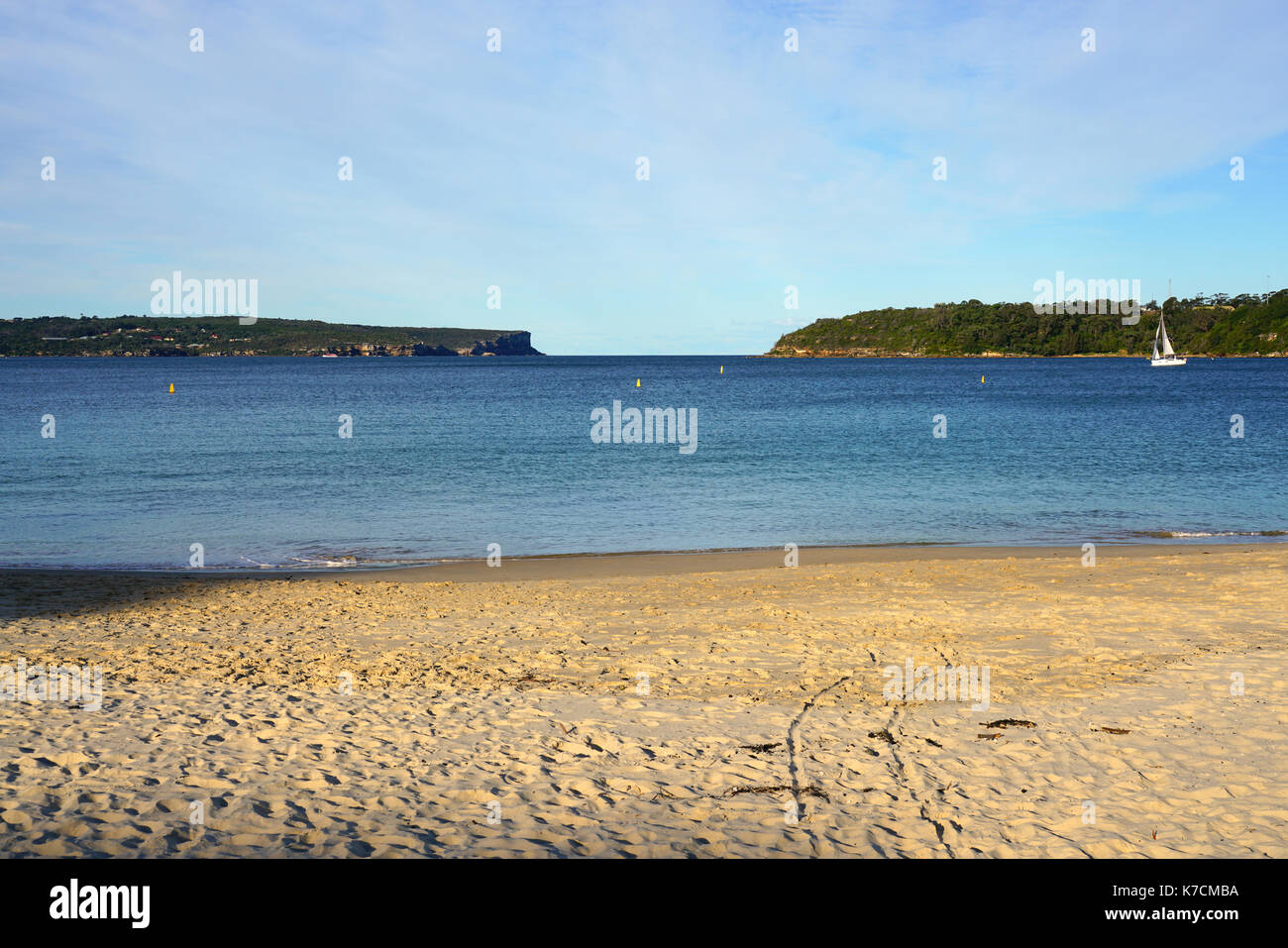 Blick auf die Balmoral Beach in Mosman, Sydney, New South Wales, Australien. Stockfoto