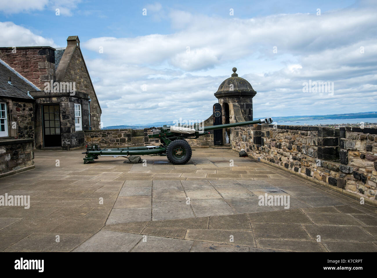 One O'Clock Gun in der Mühle Mount Akku bei Edinburgh Castle, Schottland Stockfoto