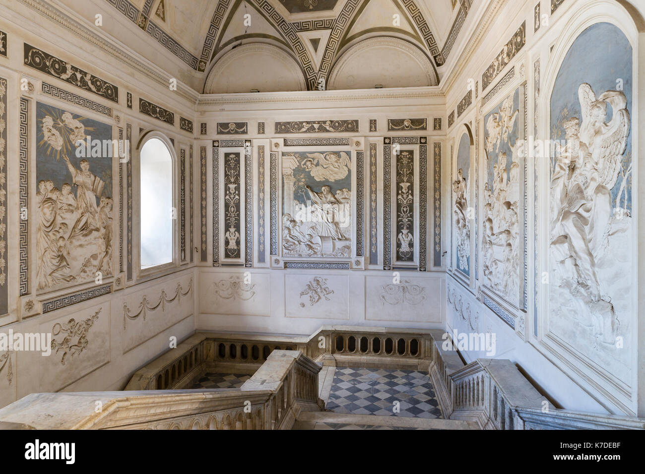 Treppe, Universität, Universita Degli Studi di Catania, ehemaliges barockes Benediktinerkloster von San Nicolò l' ArenaCatania Stockfoto