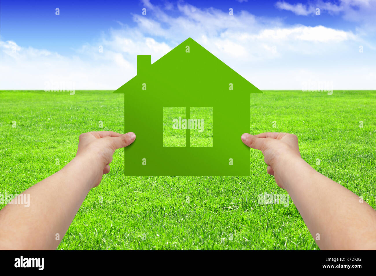 Ihr Haus Konzept machen, Hände halten Green House Stockfoto