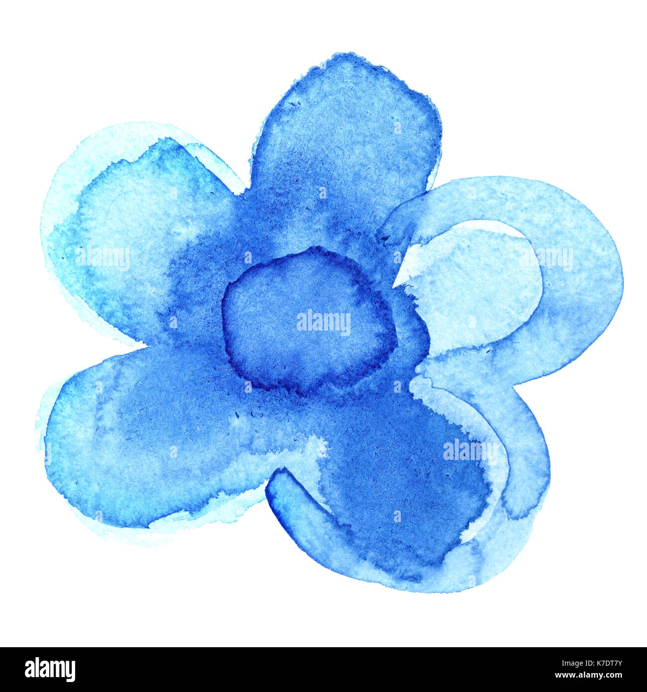 Malte Abstrakte blaue Blume auf weißem Hintergrund Stockfoto