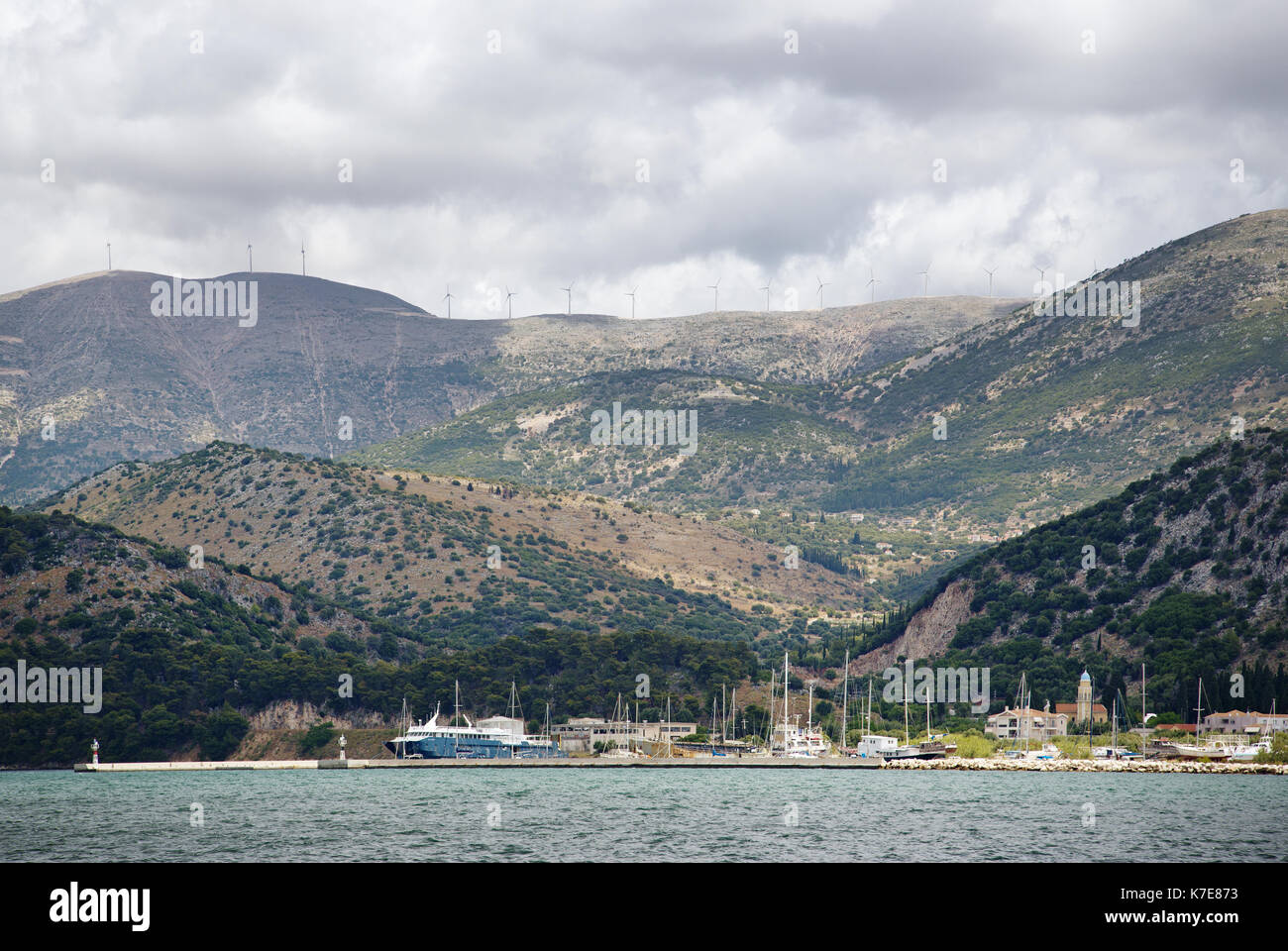 Bergblick von Argostoli ist die Hauptstadt der Insel Kefalonia genommen Stockfoto