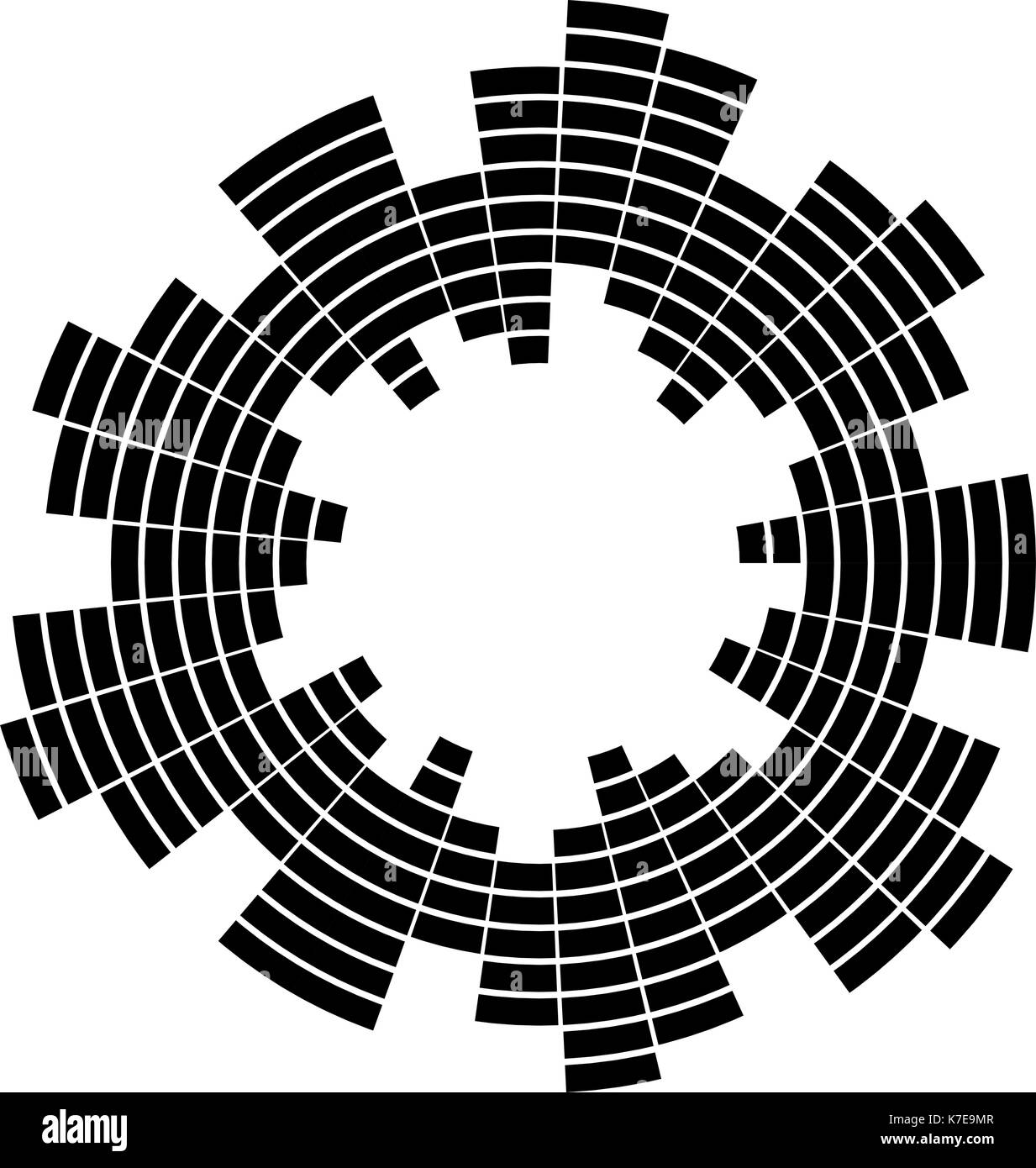 Equalizer Musik sound wave Kreis Vektor symbol Icon Design. Schöne Abbildung auf weißem Hintergrund Stock Vektor