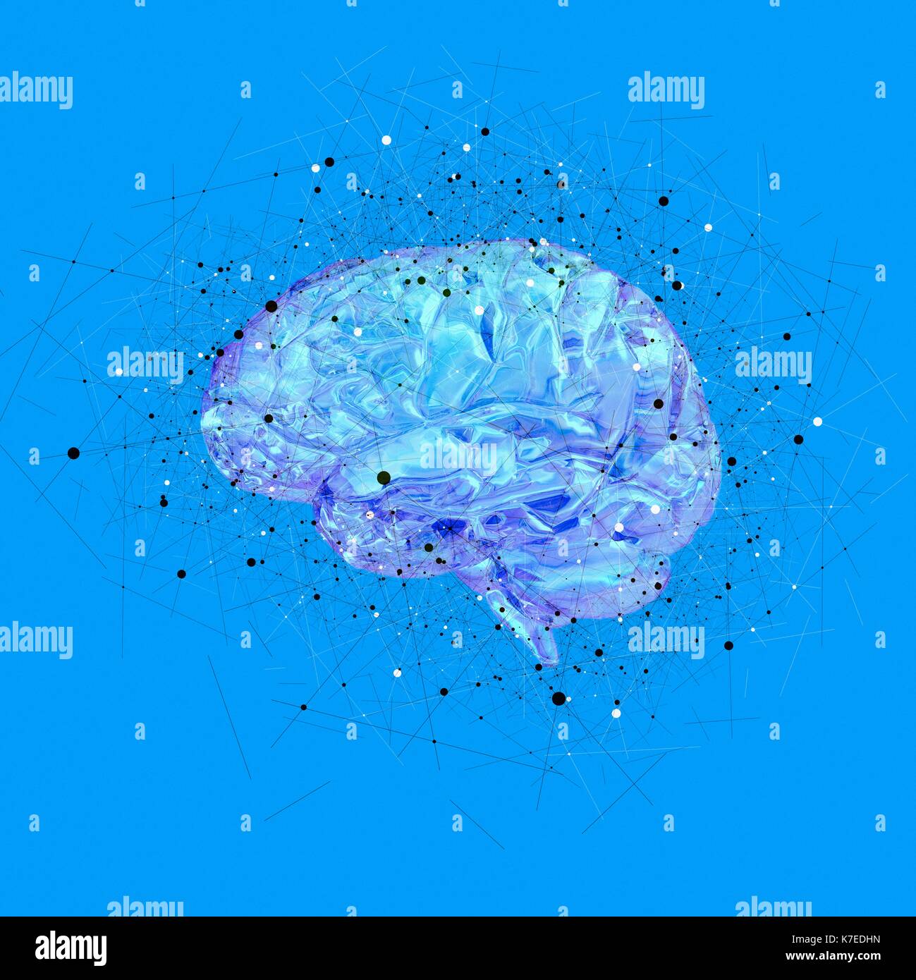 Atomare Struktur des menschlichen Gehirns, Illustration. Stockfoto