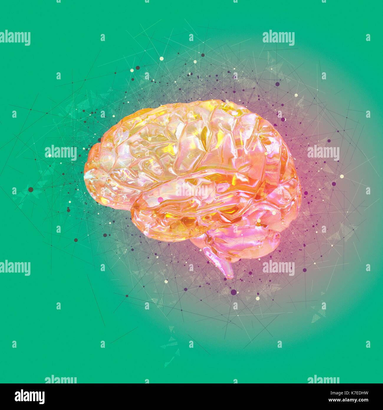 Atomare Struktur des menschlichen Gehirns, Illustration. Stockfoto