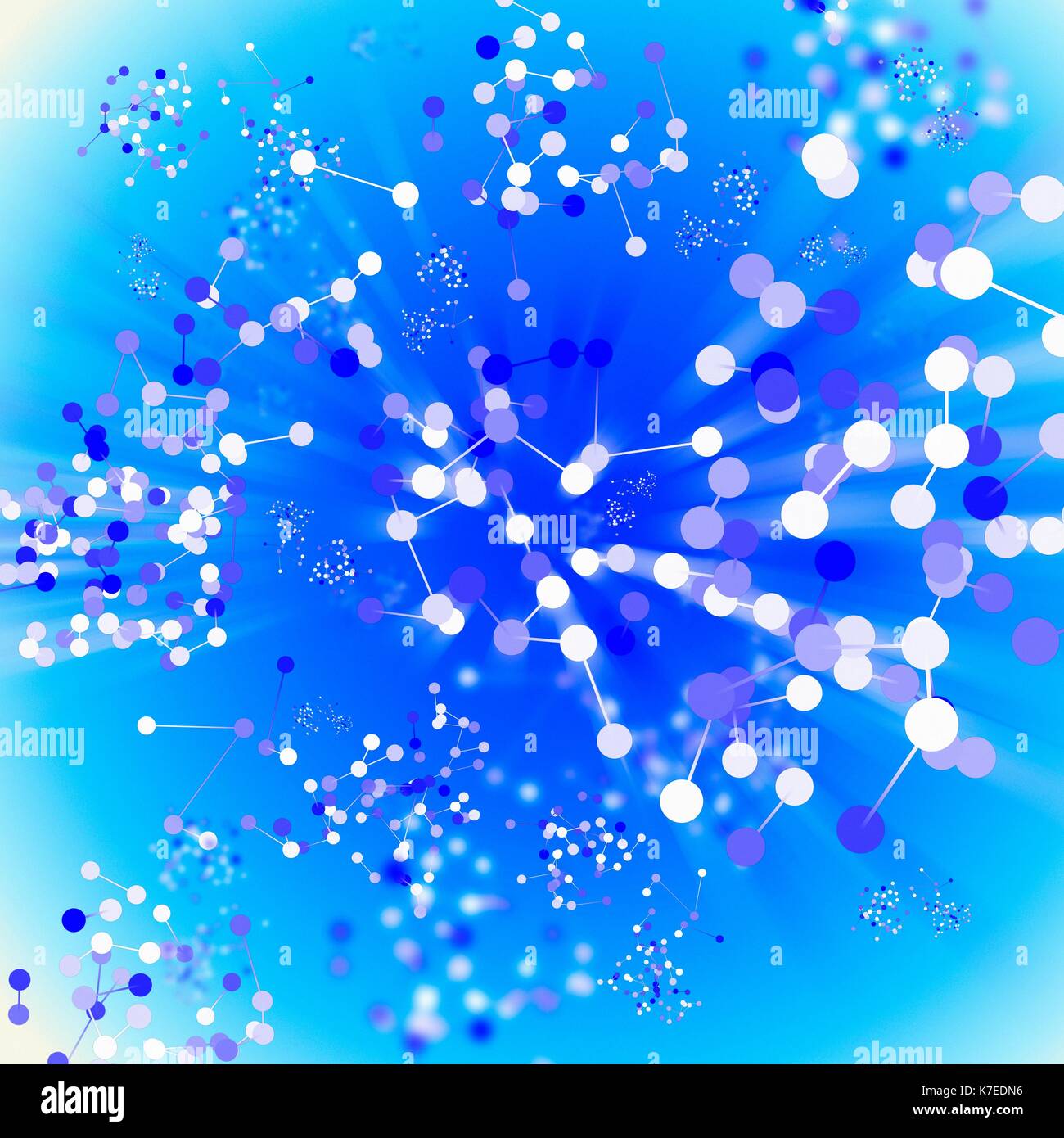 Blau und Weiß Moleküle, Illustration. Stockfoto