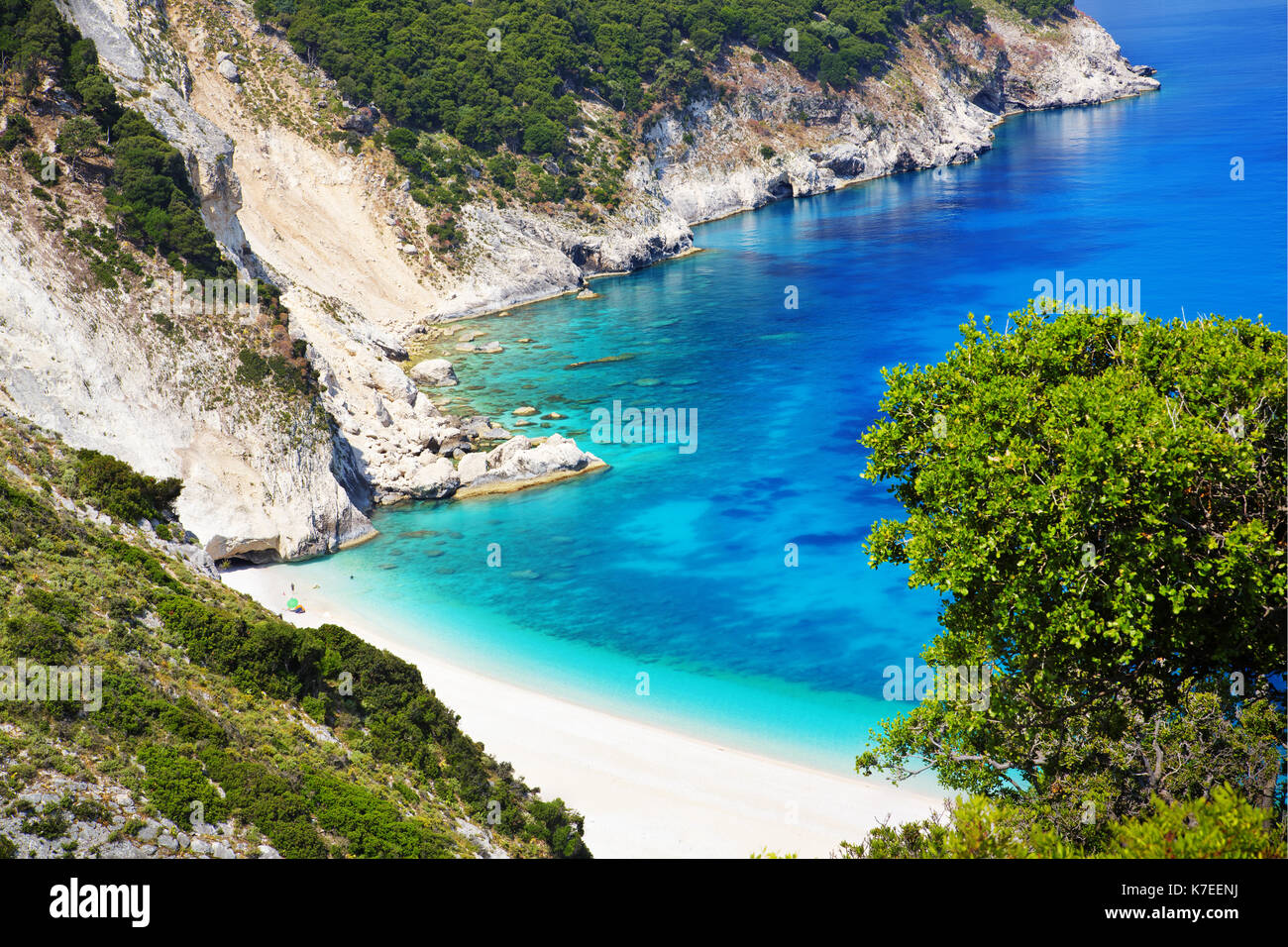 Myrtos Beach auf der Insel Kefalonia, Griechenland Stockfoto