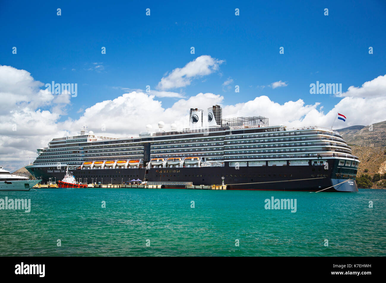 Einen großen Krug Schiff vertäut in Argostoli ist die Hauptstadt der Insel Kefalonia Stockfoto
