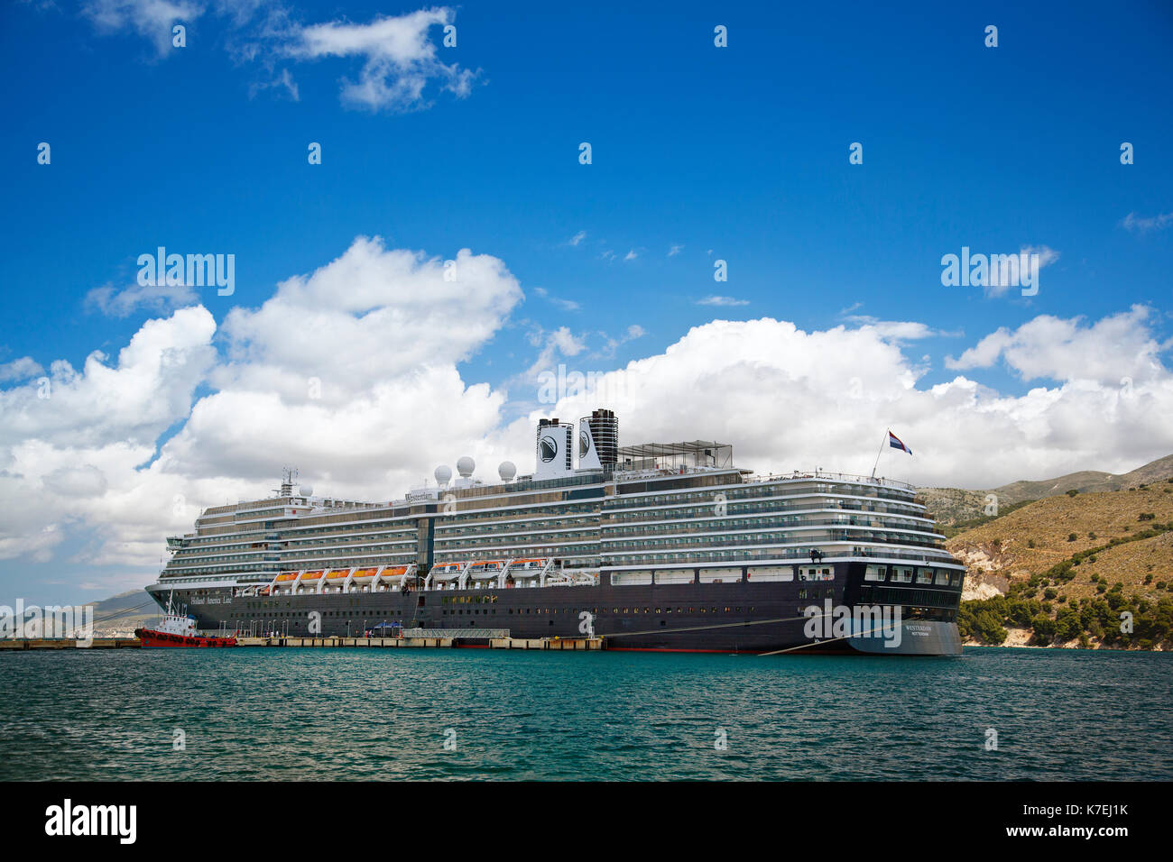 Einen großen Krug Schiff vertäut in Argostoli ist die Hauptstadt der Insel Kefalonia Stockfoto